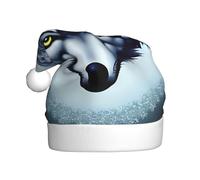 WZYCWB Fierce wolf head Printed Santa Hats - Perfect for Christmas Eve, New Year's Eve, and Holiday Parties