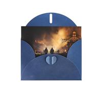 WZYCWB Firefighters fighting fires Printed Blue Pearlescent Paper Holiday Card with Envelope. Suitable for birthday wishes wedding congratulations and condolences.