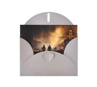 WZYCWB Firefighters fighting fires Printed Gray Pearlescent Paper Holiday Card with Envelope. Suitable for birthday wishes wedding congratulations and condolences.