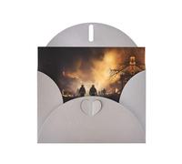 WZYCWB Firefighters fighting fires Printed Gray Pearlescent Paper Holiday Cards 6x4 Inches - With Envelopes for Birthdays, Weddings, and Condolences