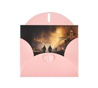 WZYCWB Firefighters fighting fires Printed Pink Pearlescent Paper Holiday Card with Envelope. Suitable for birthday wishes wedding congratulations and condolences.