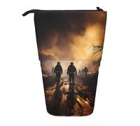 WZYCWB Firefighters Fighting Fires Printed Retractable Pen Holder Suitable for use as a Simple Cosmetic Bag, Wallet, etc.