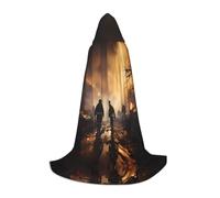 WZYCWB Firefighters fighting fires Printed Small Hooded Cape, Holiday Party Costume, Carnival Party Prop, Sizes S/M/L