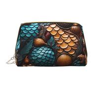 WZYCWB fishscale pattern Leather cosmetic bag with pockets, portable travel cosmetic bag, large capacity cosmetic storage bag,
