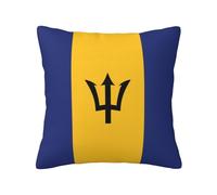 WZYCWB Flag of Barbados Printed Throw Pillowcase (18x18 Inch), Double-Sided Plush Sofa Throw Pillowcase, Decorative Pillowcase