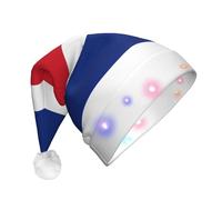 WZYCWB Flag of Costa Rica Patterned Santa Hat | Plush Glowing Holiday Hat for Christmas, New Year's, and Party Events