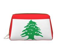 WZYCWB Flag of Lebanon Leather cosmetic bag with pockets, portable travel cosmetic bag, large capacity cosmetic storage bag,
