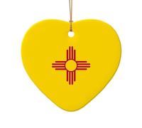 WZYCWB Flag of New Mexico patterned Heart Shape ceramic pendant, perfect for decorating your home Christmas tree for winter parties