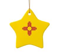 WZYCWB Flag of New Mexico patterned Star Shape ceramic pendant, perfect for decorating your home Christmas tree for winter parties
