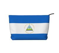 WZYCWB Flag of Nicaragua Corduroy cosmetic bag, women's portable zipper handbag purse, suitable for travel and daily storage, cosmetics