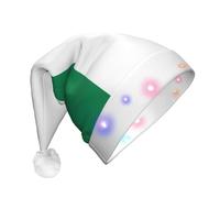 WZYCWB Flag of Nigeria Patterned Santa Hat | Plush Glowing Holiday Hat for Christmas, New Year's, and Party Events