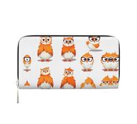 WZYCWB Flag of Texas Leather clutch bags zipper wallets and card holders are perfect for travel or daily use, Yellow Owl, One Size