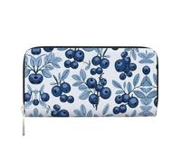 WZYCWB Flag of Texas Leather clutch bags zipper wallets and card holders are perfect for travel or daily use, Yummy Blueberries., One Size