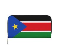 WZYCWB Flag of Texas Leather clutch bags zipper wallets and card holders are perfect for travel or daily use, Flag Of South Sudan, One Size