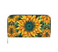 WZYCWB Flag of Texas Leather clutch bags zipper wallets and card holders are perfect for travel or daily use, Yellow-green Sunflower, One Size