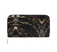 WZYCWB Flag of the Cayman Islands Leather clutch bags zipper wallets and card holders are perfect for travel or daily use, Black Gold Marble, One Size