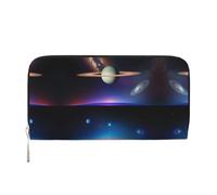 WZYCWB Flag of the Cayman Islands Leather clutch bags zipper wallets and card holders are perfect for travel or daily use, Cosmic Saturn, One Size