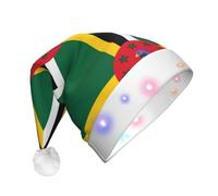 WZYCWB Flag of the Commonwealth of Dominica Adult New Year Christmas hat, with LED lights, unisex plush Christmas hat, New Year Christmas party gift