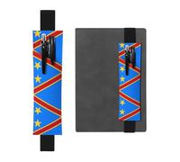 WZYCWB Flag of The Congo Printed Large-Capacity PVC Pen Holder + Creative Diary Pen Bag Set with Elastic Band Anti-Slip Design