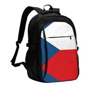 WZYCWB Flag of the Czech Republic Printed laptop backpack, business men's commuter backpack, computer bag with USB port charging