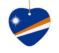 WZYCWB Flag of the Marshall Islands patterned Heart Shape ceramic pendant, perfect for decorating your home Christmas tree for winter parties