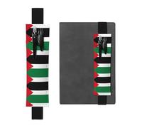WZYCWB Flag of The State of Palestine Printed Large-Capacity PVC Pen Holder + Creative Diary Pen Bag Set with Elastic Band Anti-Slip Design