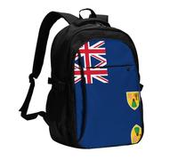 WZYCWB Flag of the Turks and Caicos Islands Printed laptop backpack, business men's commuter backpack, computer bag with USB port charging