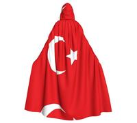 WZYCWB Flag of Turkey Patterned hooded cape, robe Cosplay costume for men and women, Halloween adult role play costume