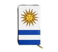 WZYCWB Flag of Uruguay Leather wallet, zipper compartment large capacity, good gift for friends, 7.5 * 4.1 inch long clutch, Black, One Size, Black, One Size