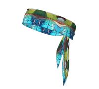 WZYCWB Flamingo and Swimming Pool Printed Sports Headband, Men's and Women's Headscarf for Playing Ball, Morning Jogging, Outdoor Sports