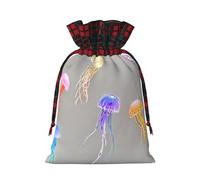 WZYCWB Floating jellyfish Christmas Gift Bags for Christmas Party Supplies Decorations, 8.3 * 11.8 Inch Colorblock Burlap Drawstring Gift Bags,