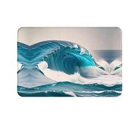 WZYCWB Floor-Absorbing Doormat, Size 16Ã-24 inches, Effectively Protects The Living Room, Bathroom and Front Door from Cleaning Cartoon Blue sea Wave Pattern