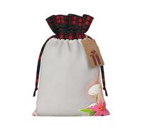 WZYCWB Flourishing cinchona flower Christmas Gift Bags for Christmas Party Supplies Decorations, 8.3 * 11.8 Inch Colorblock Burlap Drawstring Gift Bags,