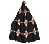 WZYCWB Flourishing cinchona flower Printed hooded cape suitable for masquerade, Halloween party cosplay props