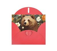 WZYCWB Flower-scented bear Red Pattern cards, holiday greeting cards, suitable for family, friends and couples