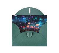 WZYCWB Flowers at the River Dark Green Pattern cards, holiday greeting cards, suitable for family, friends and couples