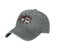 WZYCWB Flowers Love Skull Gray Print Denim Baseball Cap, Adjustable, Suitable for Travel and Everyday Casual wear.