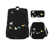 WZYCWB Flying Birds Backpack set (3-piece set) - student school bag + pencil case + lunch bag, large capacity backpack