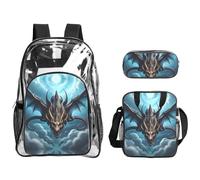 WZYCWB Flying Dragon Printed backpack set | Lunch bag and pencil case | Perfect for work, business trips, and vacations.