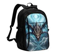 WZYCWB Flying Dragon Printed laptop backpack, business men's commuter backpack, computer bag with USB port charging