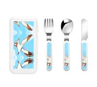WZYCWB Flying Seagulls Pattern Tableware Set 3-Piece Set Kindergarten Tableware Outdoor Picnic Portable Tableware