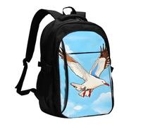 WZYCWB Flying Seagulls Printed laptop backpack, business men's commuter backpack, computer bag with USB port charging