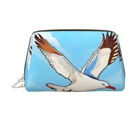 WZYCWB Flying Seagulls Printed Leather Cosmetic Bag for Women - Stylish and Soft, Durable