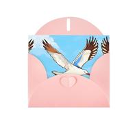 WZYCWB Flying Seagulls Printed Pink Pearlescent Paper Holiday Card with Envelope. Suitable for birthday wishes wedding congratulations and condolences.
