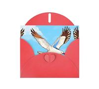 WZYCWB Flying Seagulls Printed Red Pearlescent Paper Holiday Card with Envelope. Suitable for birthday wishes wedding congratulations and condolences.