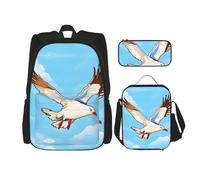 WZYCWB Flying Seagulls School Bag + Pencil case + Lunch Bag Combination Backpack Suitable for Everyday Commuting