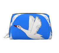 WZYCWB flying white goose Leather cosmetic bag with pockets, portable travel cosmetic bag, large capacity cosmetic storage bag,