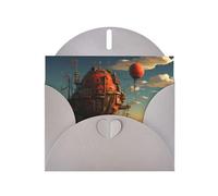 WZYCWB Fortress on the sea Gray Pattern cards, holiday greeting cards, suitable for family, friends and couples