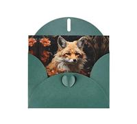 WZYCWB Fox and Flowers Dark Green Printed Christmas cards, wedding invitations, exquisite envelope cards