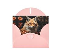 WZYCWB Fox and Flowers Patterned Pink Holiday Card (6x4) with Envelope. Suitable for birthdays, weddings, and condolences.
